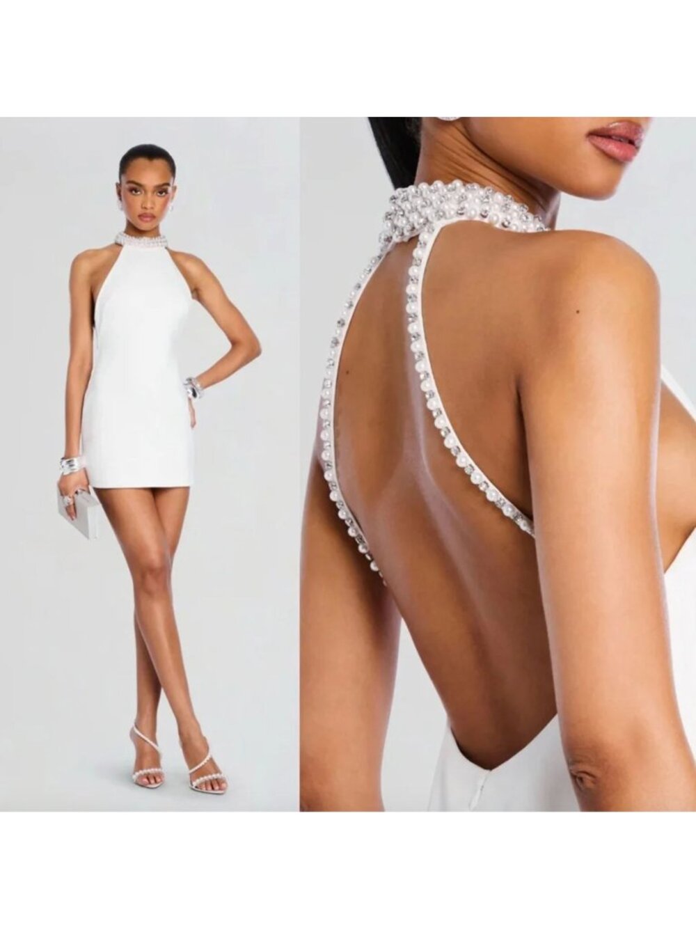 Retrofete Penelope Open Back Mini Dress White Womens Size Large